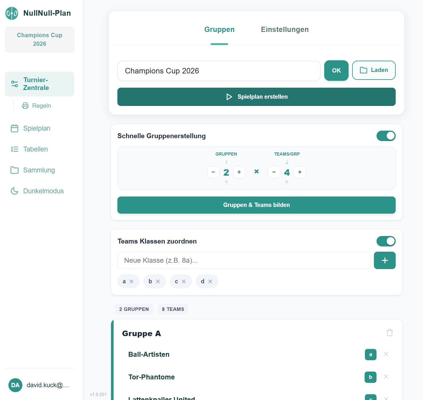 Turnierzentrale Ansicht